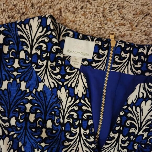Donna Morgan Dress Womens 4 BLUE 3/4 Sleeve Petite Career Preppy - Picture 2 of 4